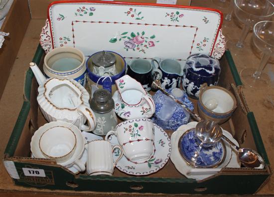 Copeland for T. Goode & Co bachelor teaset, similar Spode set with tray, various Spode/Copeland condiments, small mug etc (Q)